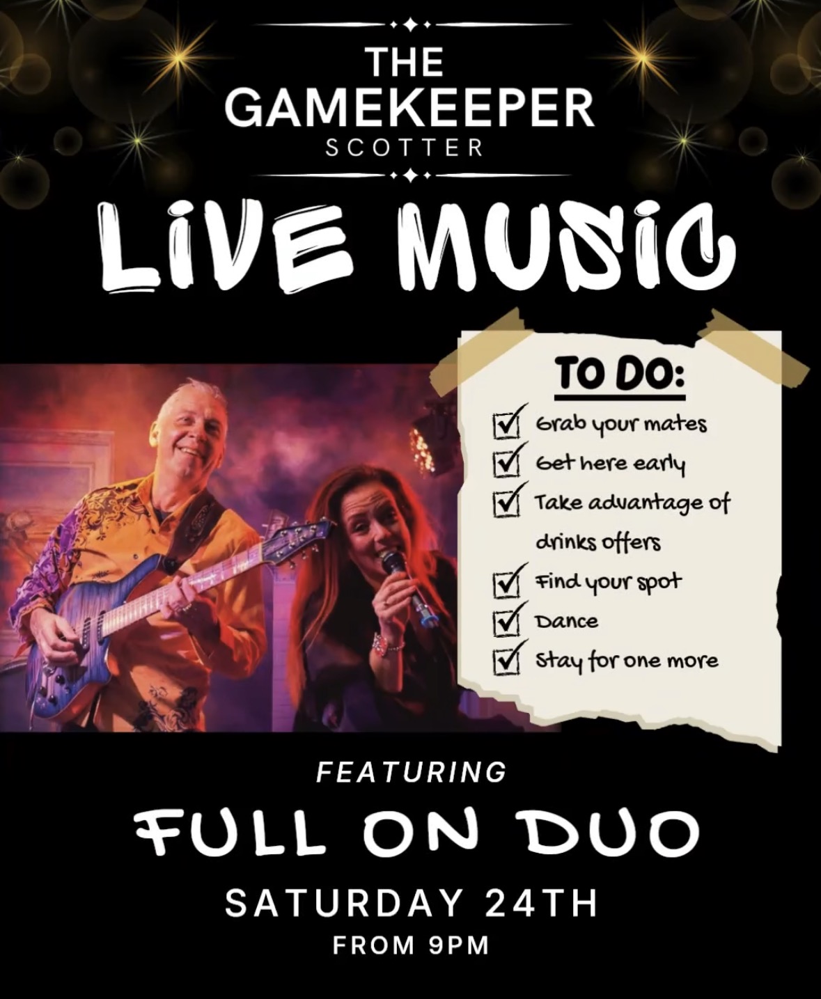 Live music night at The Gamekeeper Scotter